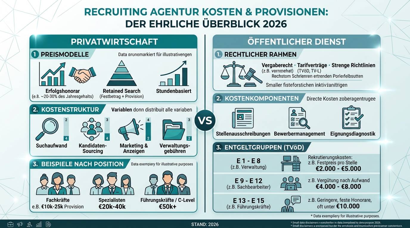 Recruiting Agentur Kosten & Provisionen: Der ehrliche Überblick 2026 Infografik: recruiting agentur kosten provisionen