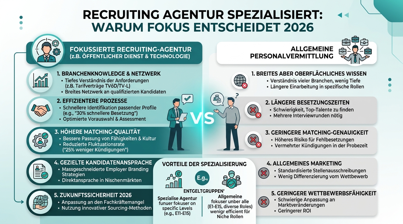 Recruiting Agentur spezialisiert: Warum Fokus entscheidet 2026 Infografik: recruiting agentur spezialisiert