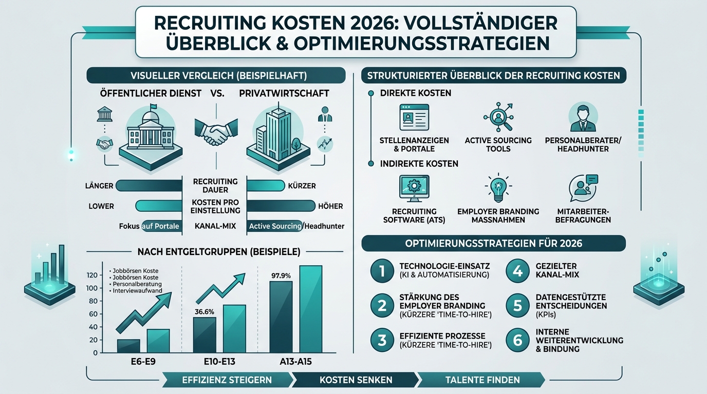 Recruiting Kosten 2026: Vollständiger Überblick & Optimierungsstrategien Infografik: recruiting kosten