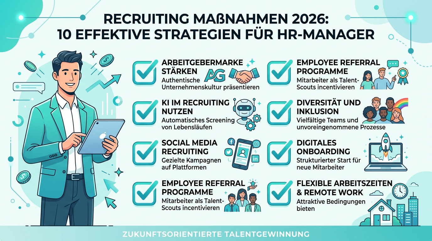 Recruiting Maßnahmen 2026: 10 effektive Strategien für HR-Manager Infografik: recruiting maßnahmen