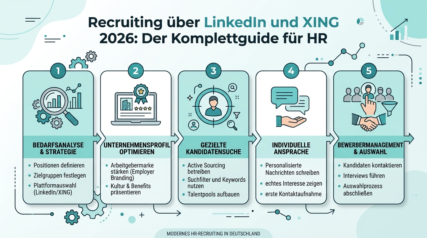 Recruiting über LinkedIn und XING 2026: Der Komplettguide für HR Infografik: recruiting über linkedin und xing