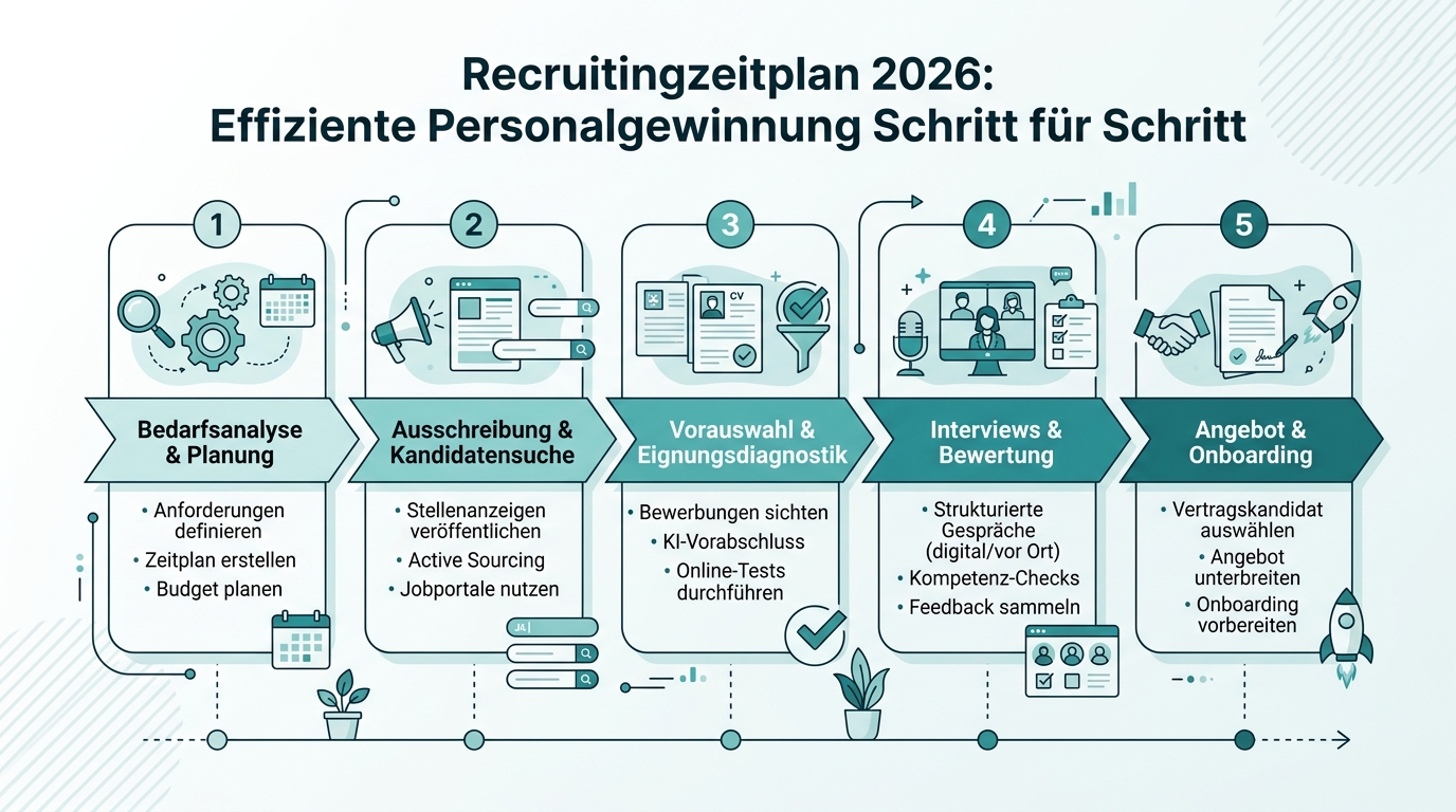 Recruitingzeitplan 2026: Effiziente Personalgewinnung Schritt für Schritt Infografik: recruitingzeitplan