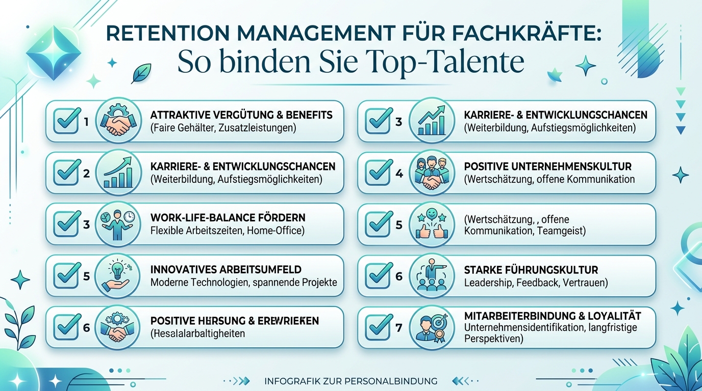 Retention Management für Fachkräfte: So binden Sie Top-Talente Infografik: retention management fachkräfte