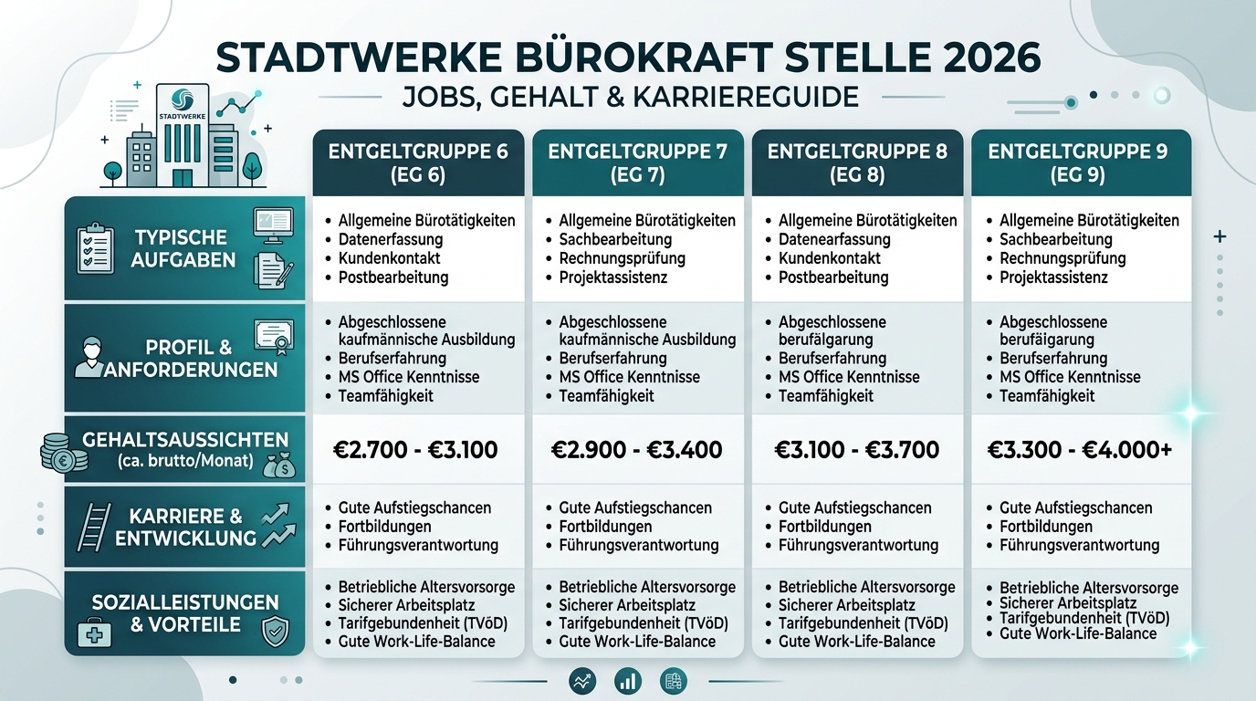 Infografik: stadtwerke bürokraft stelle