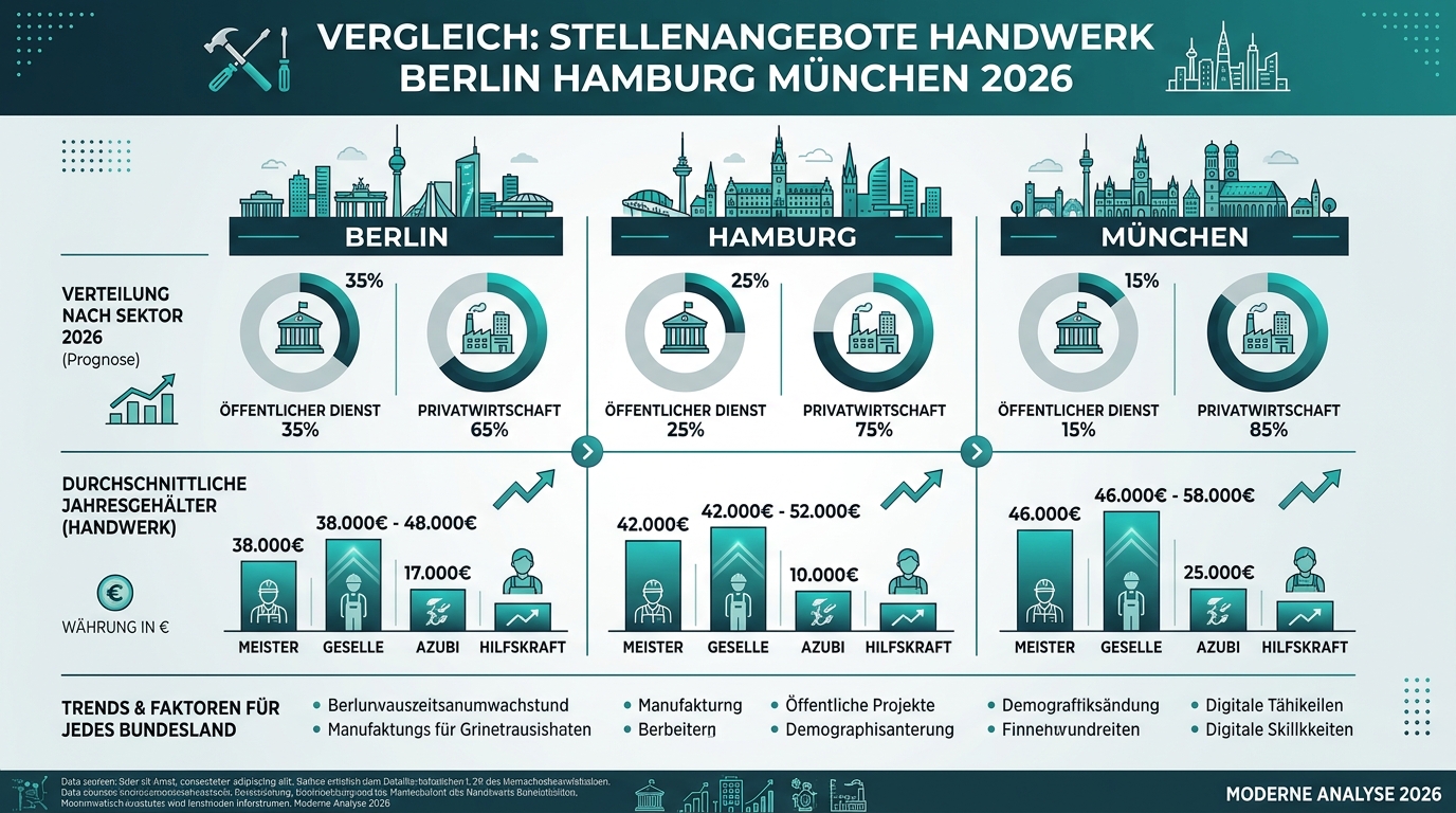 Infografik: stellenangebote handwerk berlin hamburg münchen