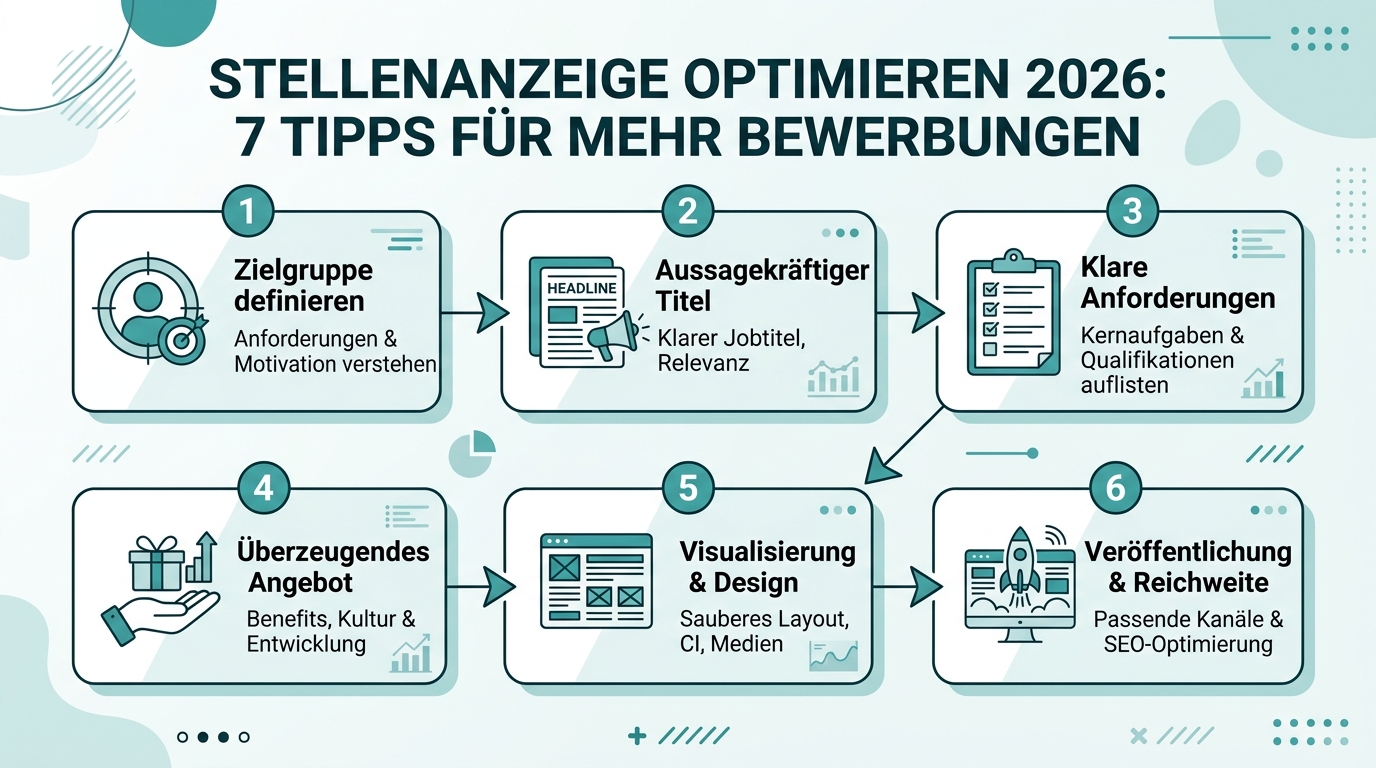 Stellenanzeige optimieren 2026: 7 Tipps für mehr Bewerbungen Infografik: stellenanzeige optimieren
