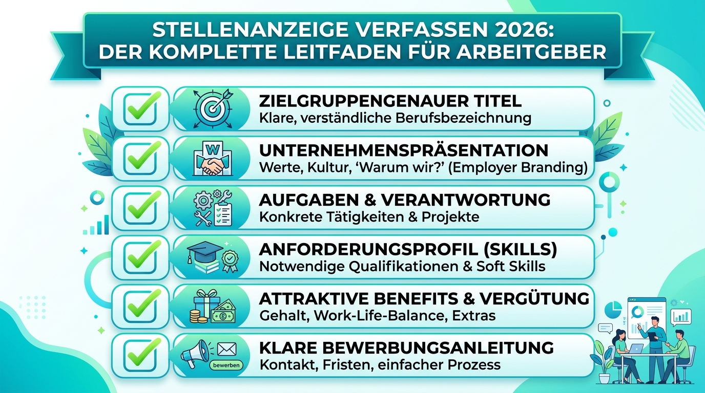 Stellenanzeige verfassen 2026: Der komplette Leitfaden für Arbeitgeber Infografik: stellenanzeige verfassen