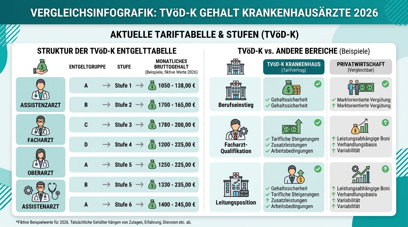 Infografik: tvöd-k gehalt krankenhausärzte