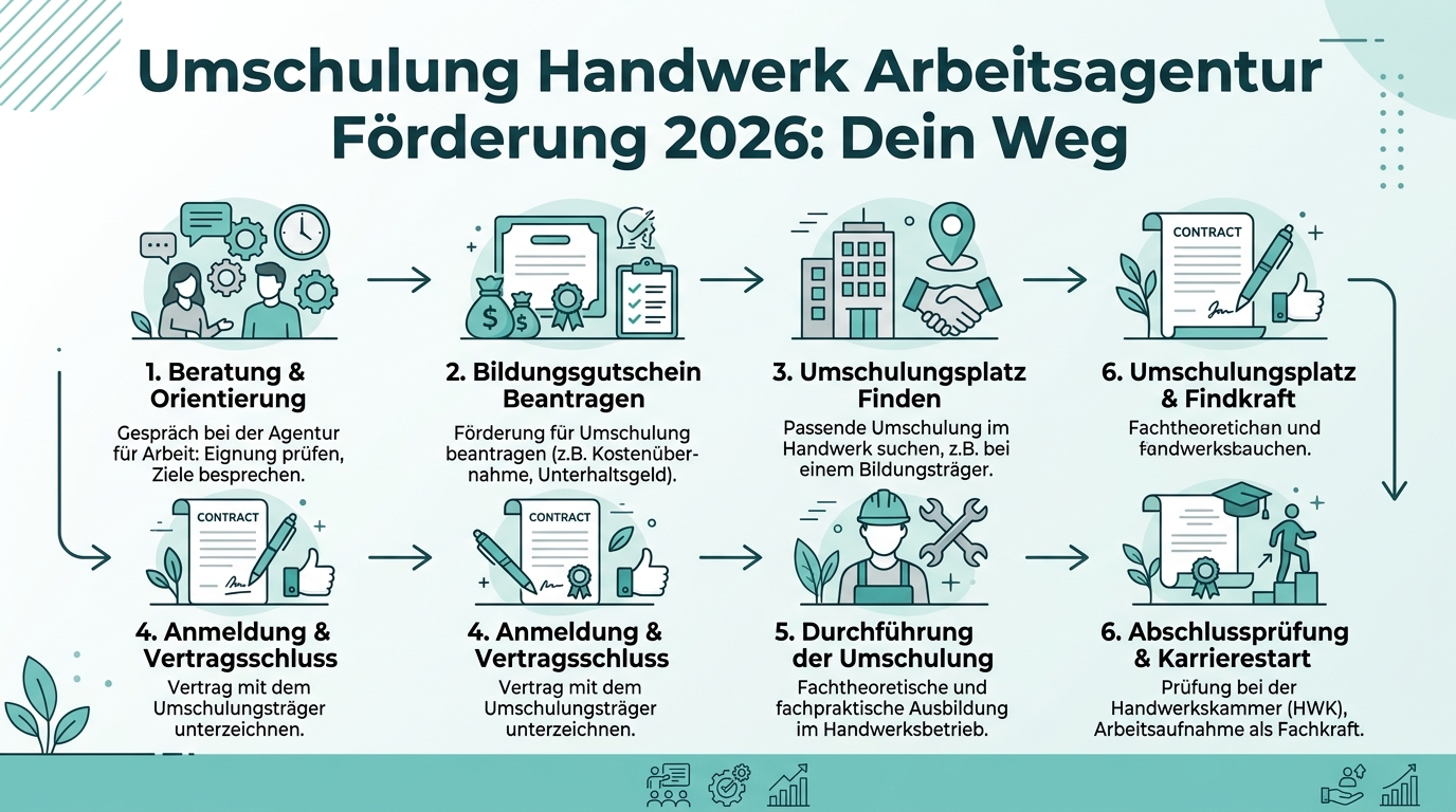 Infografik: umschulung handwerk arbeitsagentur förderung