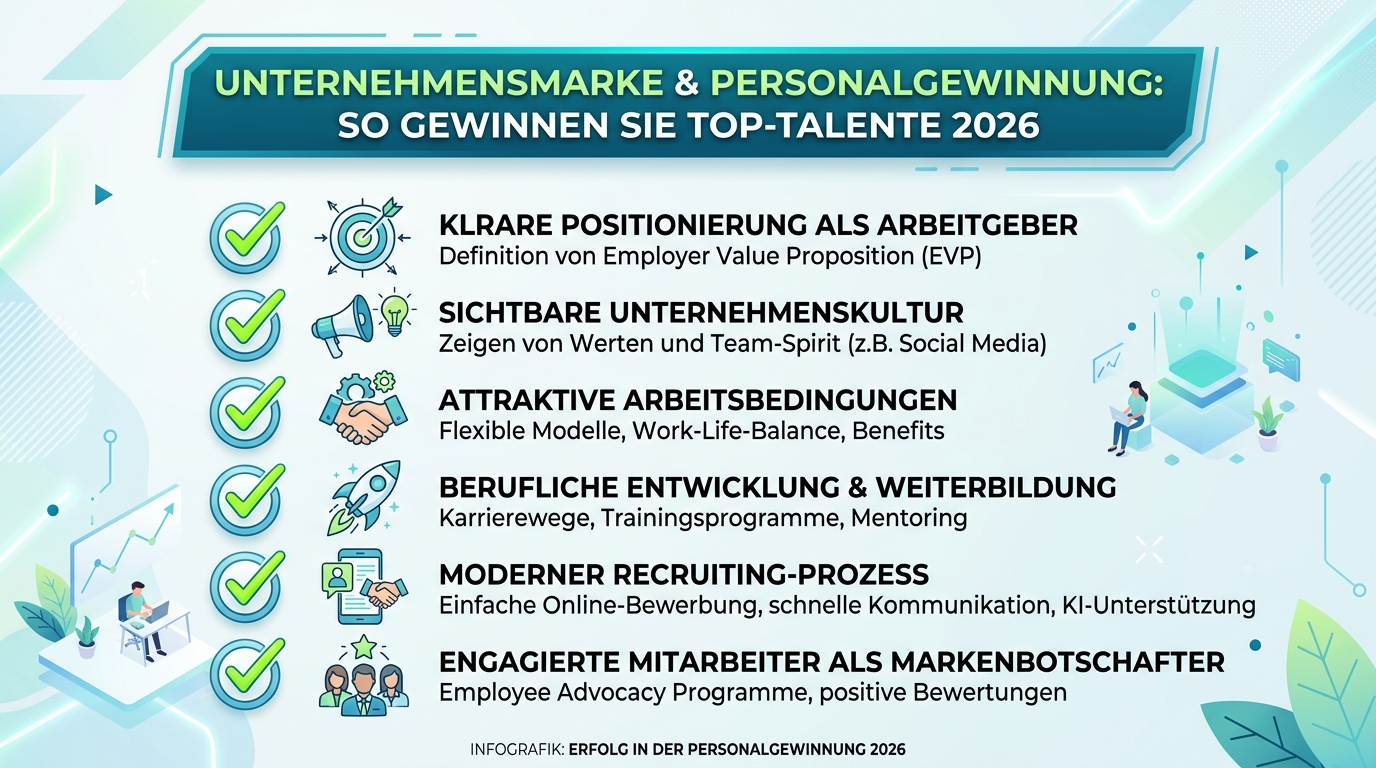 Unternehmensmarke & Personalgewinnung: So gewinnen Sie Top-Talente 2026 Infografik: unternehmensmarke personalgewinnung