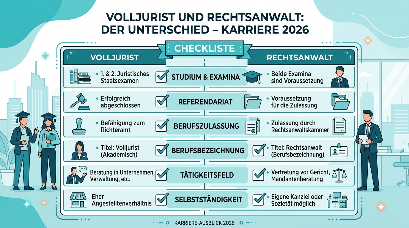 Infografik: volljurist rechtsanwalt unterschied