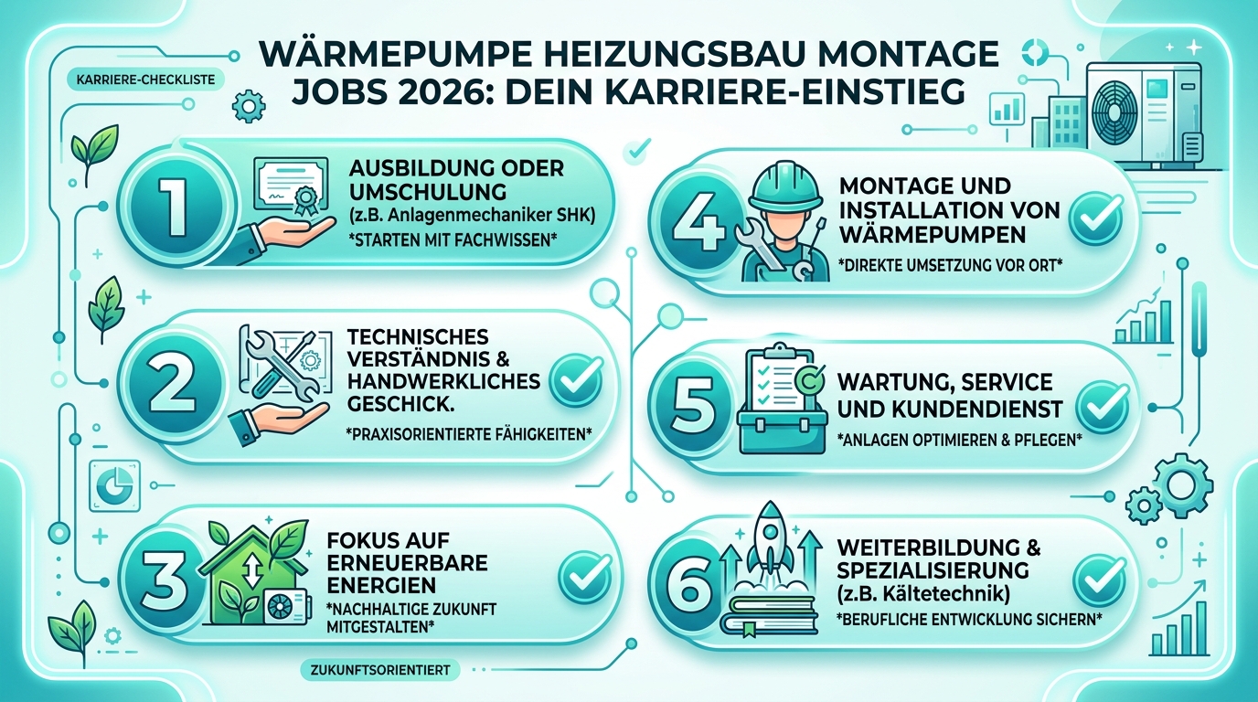 Infografik: wärmepumpe heizungsbau montage jobs