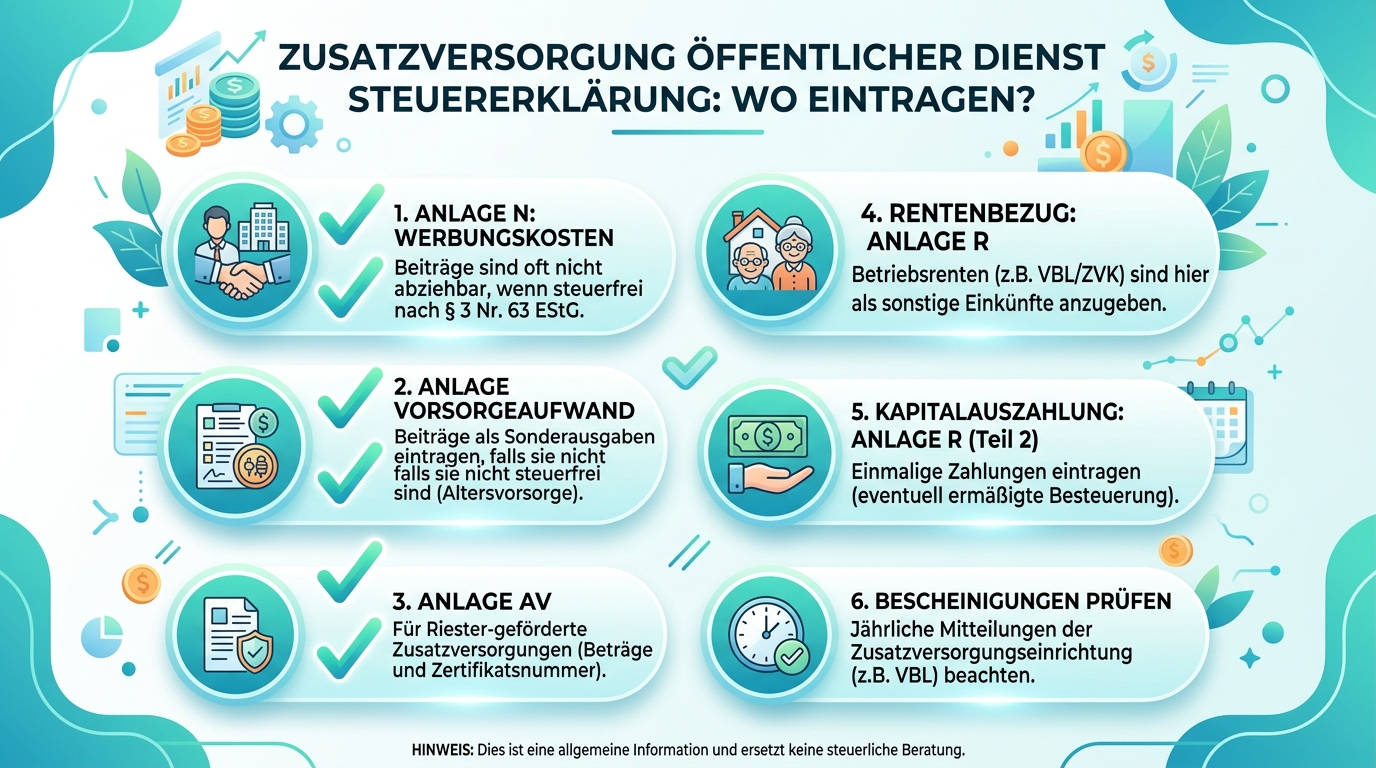 Infografik: zusatzversorgung öffentlicher dienst steuererklärung wo eintragen